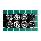 1/64 カスタム ホイール 4台分 5本スポーク＆10本スポーク シルバーメッキ＆シルバー＆ブラック タイヤレター AH0084 約10.8ミリ ミニカー等 [並行輸入品]