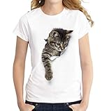 [lunar.maria] Tシャツ メンズ レディース 猫 子猫 トリックアート ３Dプリント おもしろ デザイン 面白 半袖 ラウンドネック (XL)