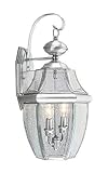 Livex Lighting 2251-91 Monterey 2 Light Outdoor Brushed Nickel Finish Solid Brass Wall Lantern with 