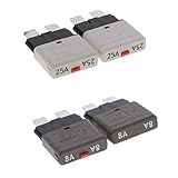 GRALARA 4個入り　28V　自動車　トラック　ボート　ミニブレードヒューズ　手動　回路ブレーカ　全8サイズ - 8A + 25A