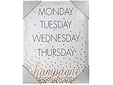 Days of the Weekシャンパンキャンバス壁アート – パックof 8