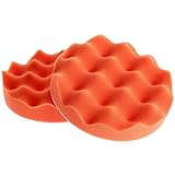 2枚入りセット ウェーブ スポンジ研磨 ワックスがけ ミラー復元 自動車用シーリング釉薬 車研磨 バフ オレンジ 6インチ