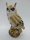 ガーデン オブジェ 装飾 リアル フクロウ オーナメント ガーデニング ディスプレイ 風水 縁起 防鳥 梟 ミミズク 置物 (ベージュ)