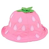 【SEBLES】ベビー 赤ちゃん 帽子 ハット フリル 丸 子ども 子供 苺 イチゴ フラワー無地 コットン UV あごゴム 春 夏 秋 女の子 可愛い(タイプH,44cm)
