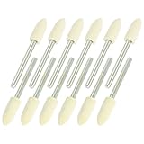 uxcell 軸付砥石　フェルトバフ　回転ツール向け　円錐形ウール　シャンク径3mm　6mm直径　12個入り