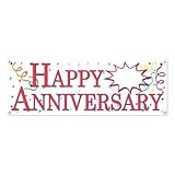 Beistle 57516 Happy Anniversary Sign Banner, 5-Feet by 21-Inch by Beistle