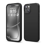 【elago】 iPhone15 対応 ケース 耐衝撃 傷 指紋 防止 シリコン スマホケース スリム 衝撃吸収 サラサラ 手触り シリコンケース [ Apple iPhone 15 アイフォン15 対応 携帯ケース ] iPhone15ケース SILICONE CASE ブラック