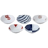 西海陶器 波佐見焼 角 小鉢 染錦モダン 化粧箱入 14 cm  5個 セット 56953