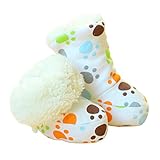 yougheny 暖かベビーシューズ 新生児 ベビー用品 Baby ベビー靴 室内履き ふわふわ もこもこ ルームシューズ 可愛い 柔らか 保温性良い スノーブーツ 出産 祝い プレゼント (足跡柄)