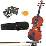 Mendini 16-Inch MA250 Natural Varnish Solid Wood Viola with Case Bow Rosin Bridge and Strings [並行輸入品