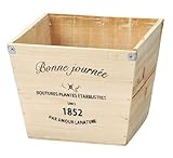 GREEN HOUSE Logo wood planter N (ナチュラル) (225×225×190mm) 3076-A 底穴あり