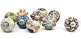 セットof 10マルチカラーフローラルセラミック食器棚キャビネットノブ引き出しPulls Small 1.5 "直径