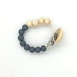 Amyster Silicone Teething Grey Stone Dummy Baby Pacifier Clip Natural Wood Beads Mom Nursing Waldorf
