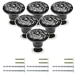 セラミック引き出しノブ 家具取っ手 箪笥 建築金具ツマミ 陶器 つまみ ノブ 戸棚食器棚 装飾 DIY 建築金具 戸棚引き 6個セット (6, ブラック)