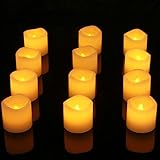homemoryワックスバッテリーVotiveキャンドル、直径2インチTealight、12パック、オレンジFlameless LEDティーキャンドルちらつきwithのライト、FAKEピラーキャンドル