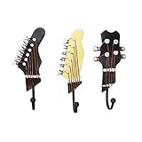 (3-PACK) - KUNGYO Pack of 3PCS Towel Coat Wall Rack Hangers Guitar Shape Vintage Resin Decorative Hooks (3-PACK)