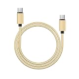 USB Type C to Type C ケーブル 2m 60W/3A急速充電 iPhone 16 充電ケーブル 高速データ転送 高耐久ナイロン USB C to USB C iPhone 16/15/Pro/Plus/ProMax/MacBook/iPad Pro/Air/Galaxy/Xperia/Pixel等タイプC機種対応(2m、ゴールド)