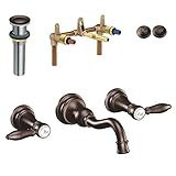 Moen KLWE-W-TS42106ORB Weymouth Two-Handle Wall-Mount Lavatory Faucet, Oil Rubbed Bronze [並行輸入品]