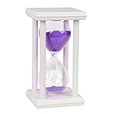 BOJIN　砂時計　サンドタイマー　木製　白枠　卓上　ガラス　オシャレ時計　かわいい　キレイプレゼント　贈り物　モダン　15分計　パープル砂