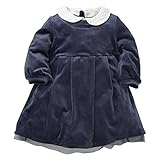 西松屋 EFD 取り外し衿付きベロアワンピース【80cm・90cm・95cm】 ベビー ベビーサイズ 女の子 子供服 80 ネイビー