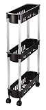 パール金属 ファインブラック スリム キッチン ワゴン 3段 H-7161