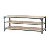 ローボード アイアン 幅121cm ヴィンテージ風 ローボード AVラック 2段 オープン棚 リビング収納 男前 おしゃれ ブルックリン (グリーン)