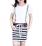 WIN　子供 ゆったり　カジュアルガールズ 　 女の子 可愛い 　カート チュニック 入園式 お出かけ お呼ばれ　子供洋服 　 (160cm, ホワイト)