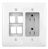 Bryant Electric RR1514W 2-Gang Recessed TV Connection Outlet Plate with 15 Amp 125V Tamper-Resistant