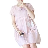 マタニティ ワンピース 授乳口 ファスナー 楽々 ロング 春 夏 ウサギ 可愛い