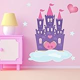 パープルPrincess Castle壁ステッカーFairytale壁デカール女の子寝室装飾で使用可能な8サイズ 07. XXX-Large 100cm (W) x 107cm (H)