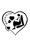 Lumierechat 車 妊婦 シール 乗車中 「Mama in car」 妊娠 カー ステッカー デカル 外貼り (12㎝ x 12cm, ブラック)