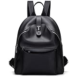 LO-aspos レディース 軽量 シンプル リュック サック バックパック マザーズバック 通学 通勤 旅行 (黒 PUレザー)