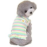 YOASONEK 犬服 Tシャツ 犬のベスト 可愛い ペット プリント ストライプ タンクトッ犬服 夏用 ボーダータンクトップ 春夏 通気 速乾 伸縮性 人気 ファッション小型犬 中型犬 夏服 シンプルワンコ服 抜け毛防止 ペッ 犬洋服 猫服 (M, ピンク)