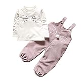 ALLAIBB ベビー服 上下 セット トップス 長袖 猫 サロペット オーバーオール 春秋 可愛い size 80 (ホワイト)
