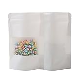 100個Heavy Dutyマットホワイトメタリック箔マイラーGusset Resealable ZipロックバッグW /ウィンドウ10 x 15 cm3.9 X 5.9 " )