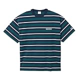[チャンピオン] モダン 半袖Tシャツ 夏服 アンダーシャツ 半袖 丸首 綿100% グラフィックロゴ ショートスリーブボーダーTシャツ メンズカジュアル C3-C303 ネイビー