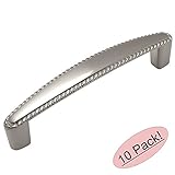 Cosmas 4111snサテンニッケルロープ/スクロールキャビネットハードウェアハンドルプル – 3 – 3 / 4 "インチ( 96 mm )穴中心 – 10パック
