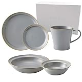 TAMAKI エッジライン 1人暮らし 食器セット グレー マグカップ350ml ボウルS 300ml カレー&パスタ皿700ml T-930205