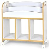 タンスのゲン BabyDays(ベビーデイズ) 絵本ラック 2段 キャスター付き ホワイト×ナチュラル 33600002 01