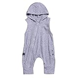 Mimoonkaka　子供服　新生児 赤ちゃん 少年 ソリッド フード付き ロンパー ジャンプ スーツ ジッパー カサウル 服 洋服 超可愛い　おしゃれ　人気
