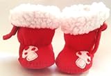 ベビーブーツ☆クリスマスレッドの生地に愛らしいきのこ新生児ー１才