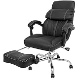 ドウシシャ オフィスチェア ハイバックオフィスチェア リクライニングチェア 170度リクライニング オットマン付 ロッキング固定 ボリューム立体座面 ソフトレザー サポートクッション 静音PUキャスター NLC-BK