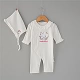 ベビー服ガールズロンパース帽子二点セット　新生児カバーオール女の子　ツーウェイオール　長袖　無地　　フォーマル　カジュアル出産祝い　退院祝い　七五三　普段着　ホワイト　ピンク　 (80ｃｍ（9ｍ）, 