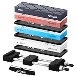 Akizora 砥石 高級包丁研ぎ石 新製法 180 1000 6000 10000 粒度正確 砥石セット 不吸水 水に浸す必要なし 210*70*20MM 大きいサイズ 荒/中/仕上砥石 面直し付き 角度固定ホルダー付き 強力滑り止めゴム付き ステンレス製万能スタンド付き 家庭用 包丁 仕上げに最適