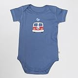 (フルギ) Frugi 半袖ボディスーツ ボーイズ サイズ12-18m ( 80 )　デニムブルー×バス オーガニックコットン