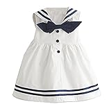 ベビー服 ネイビースタイル 女の子 リボン付き ワンピース 可愛い ノースリーブ オシャレ ドレス 通園 結婚式 発表会 春夏秋 子供服 フォーマル ホワイト 80-120CM Gaorui（ガオルイ