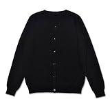 (サンライン)Sun Line　子供　長袖 ニットカーディガン　前開き (L, ブラック)