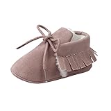Bobora赤ちゃん男の子女の子冬暖かいベビーベッド靴タッセルソフトソールPUモカシン カラー: ピンク