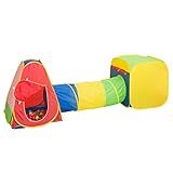 シンセーインターナショナル たのしいトンネルつきテントハウス 80x90x315cm(連結時) ボール50個付き おうちで遊べるテントハウス