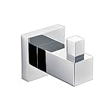 eflukyソリッド真鍮バスルームスクエアシングルローブフック洋服コート帽子タオルwall-mount、クロム